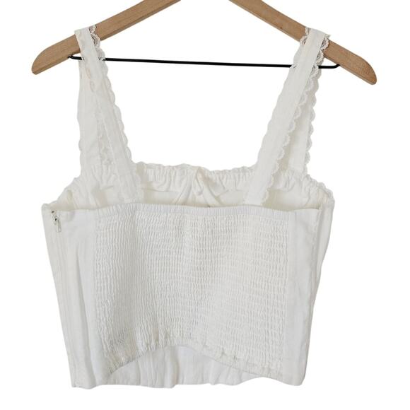 NWT LSPACE x JVS Top Size L Cream White Cotton Corset Tank Top & Ruched Cups - Picture 4 of 5